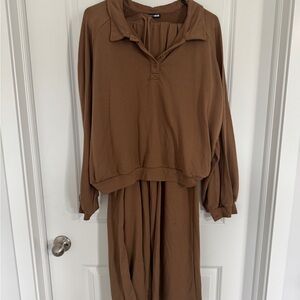 Fashion Nova Tan Long matching set